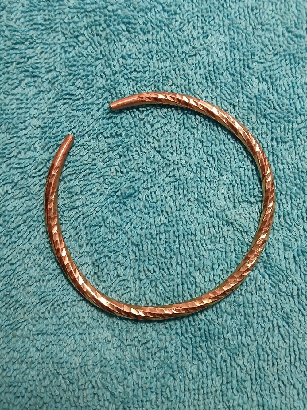 Copper Textured Open Bangle Bracelet